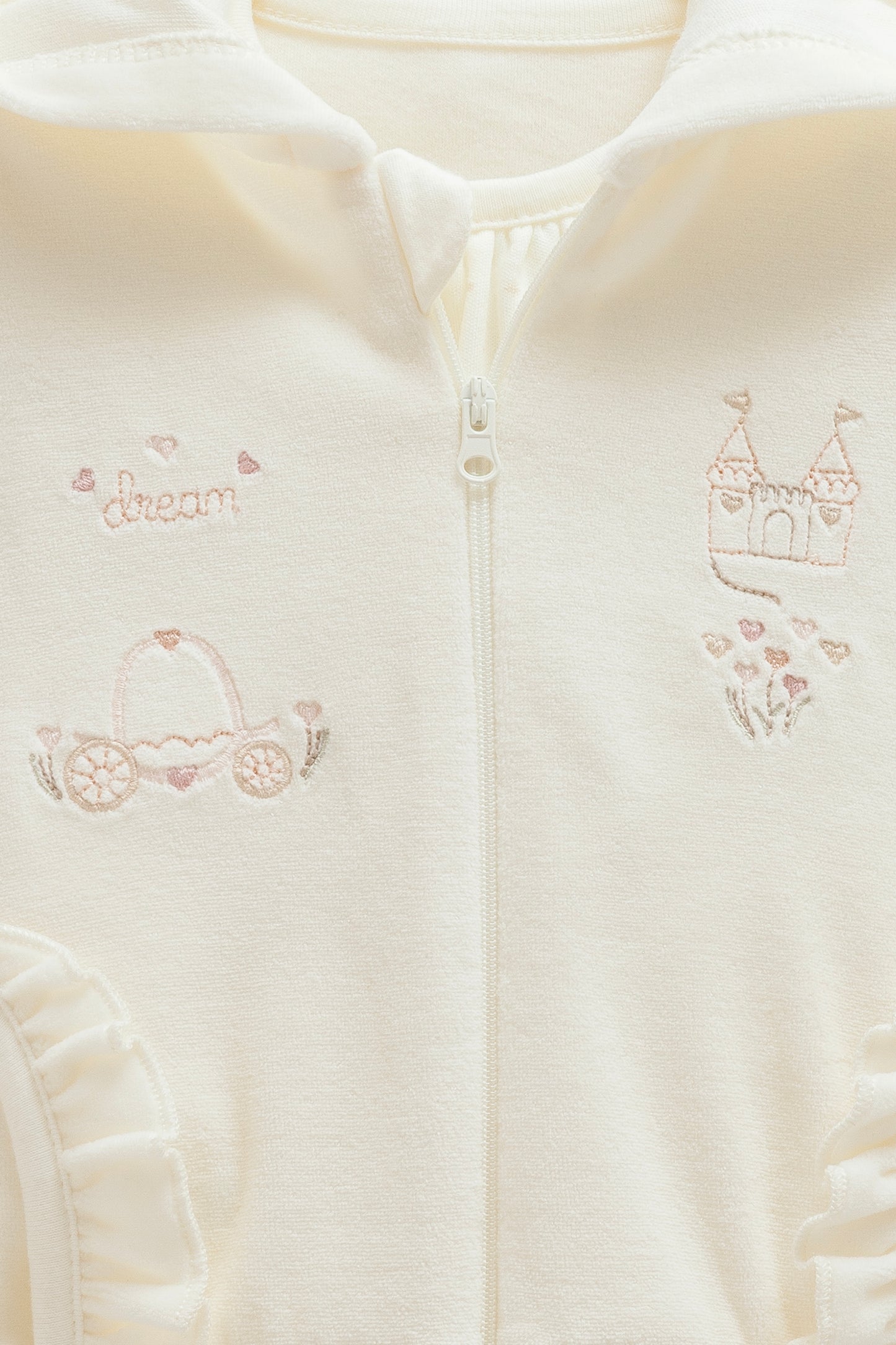 طقم بيبي مخمل ٣ قطع ٣-١٨شهر ايفوري