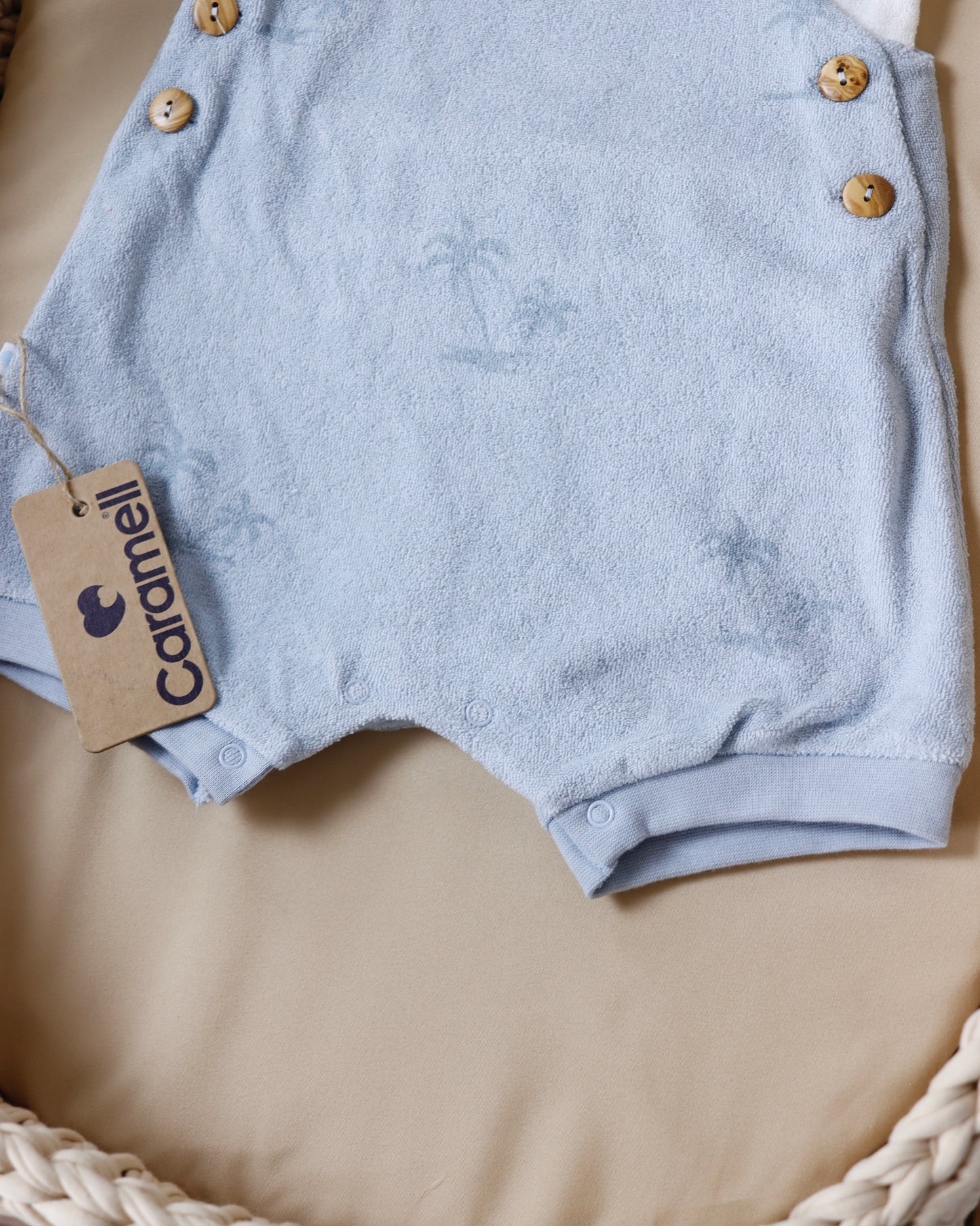 طقم أفرهول صيفي برسمة النخيل باللون الازرق🌴