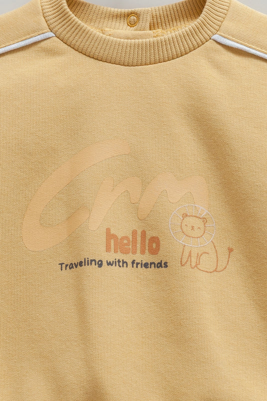 ترينينج قطن مبطن ١-١٢ شهر اصفر 🦁