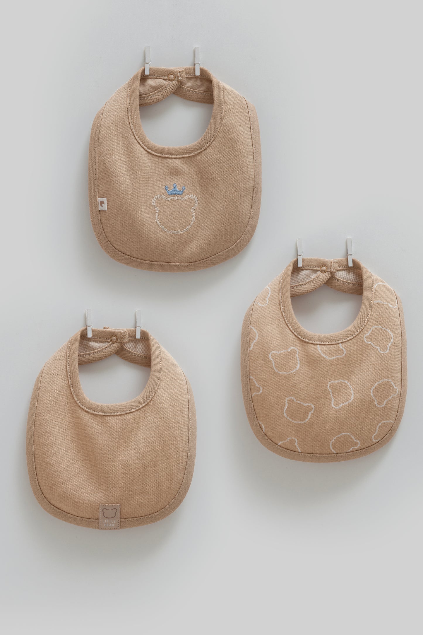 طقم مريلة ٣ قطع قطن ١٠٠٪ عسلي🧸