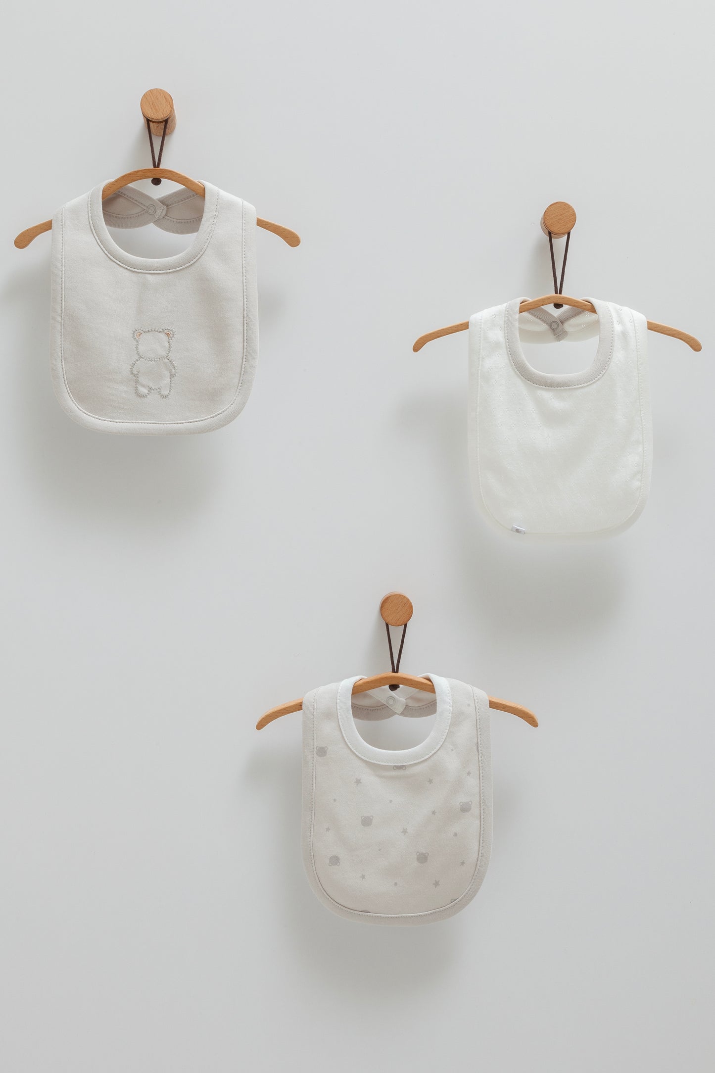 طقم مريلة ٣ قطع قطن ١٠٠٪ رمادي 🧸