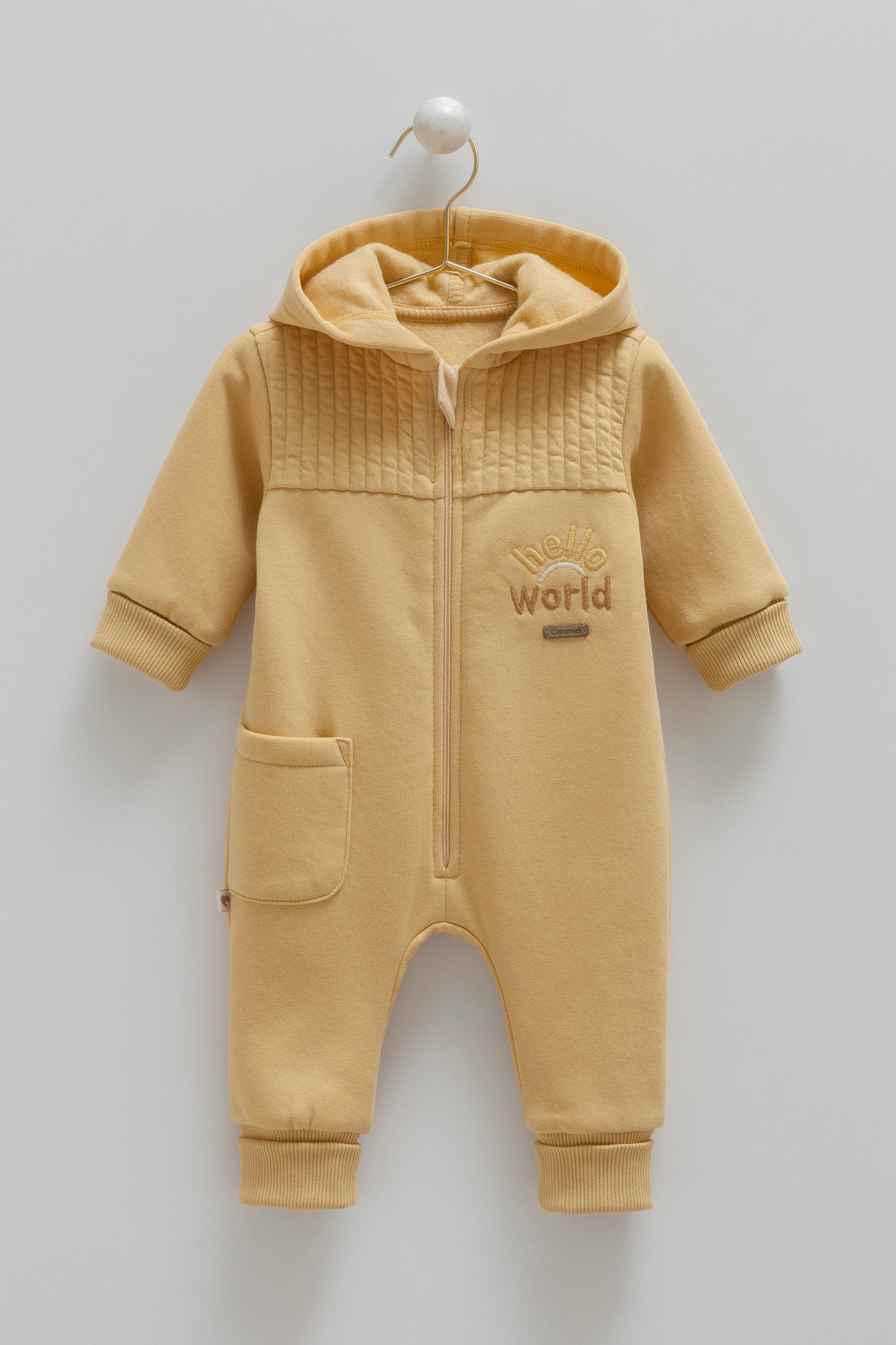 أفرهول قطن مبطن ١-١٢ شهر اصفر👼🏻