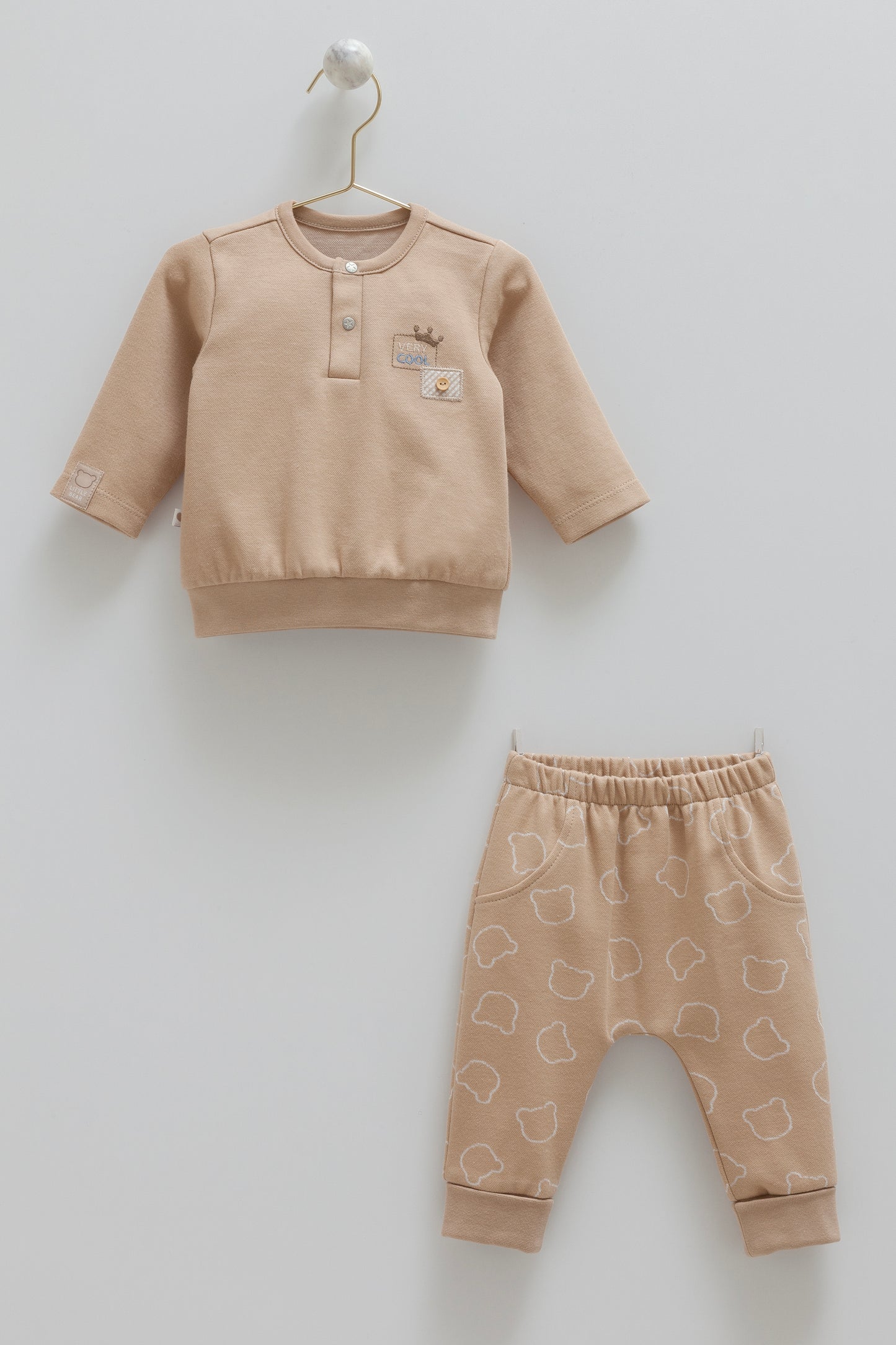 طقم بيبي قطن ١٠٠٪ عسلي 🧸