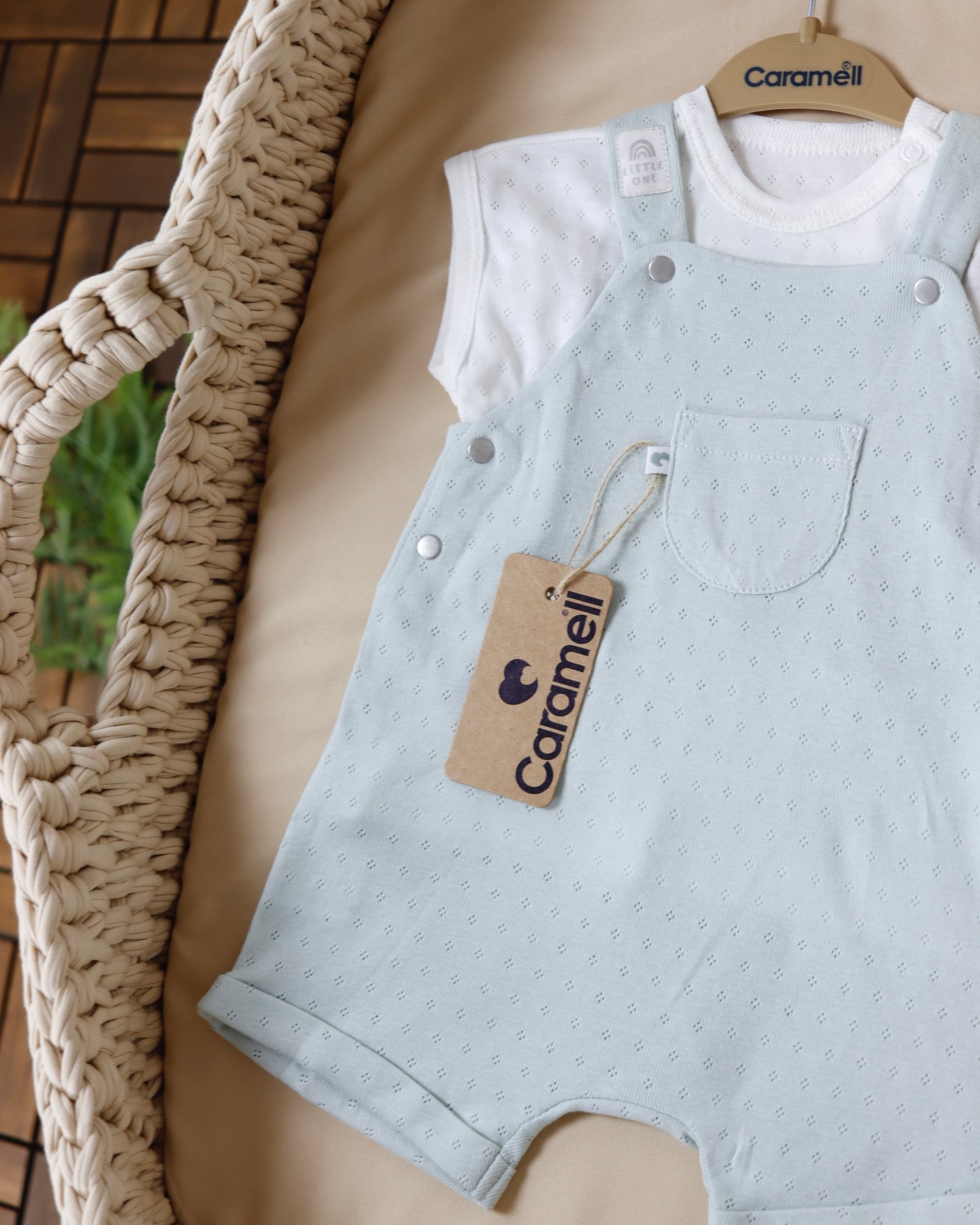 طقم أفرهول صيفي خفيف قطن ١٠٠٪ أخضر