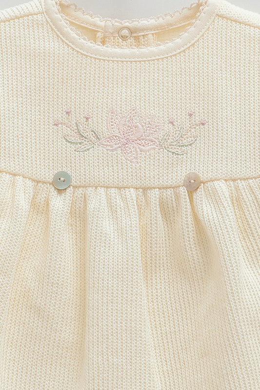 طقم قطعتن قطن ثقيل١٠٠٪ ايفوري 🌸٣-١٨ شهر