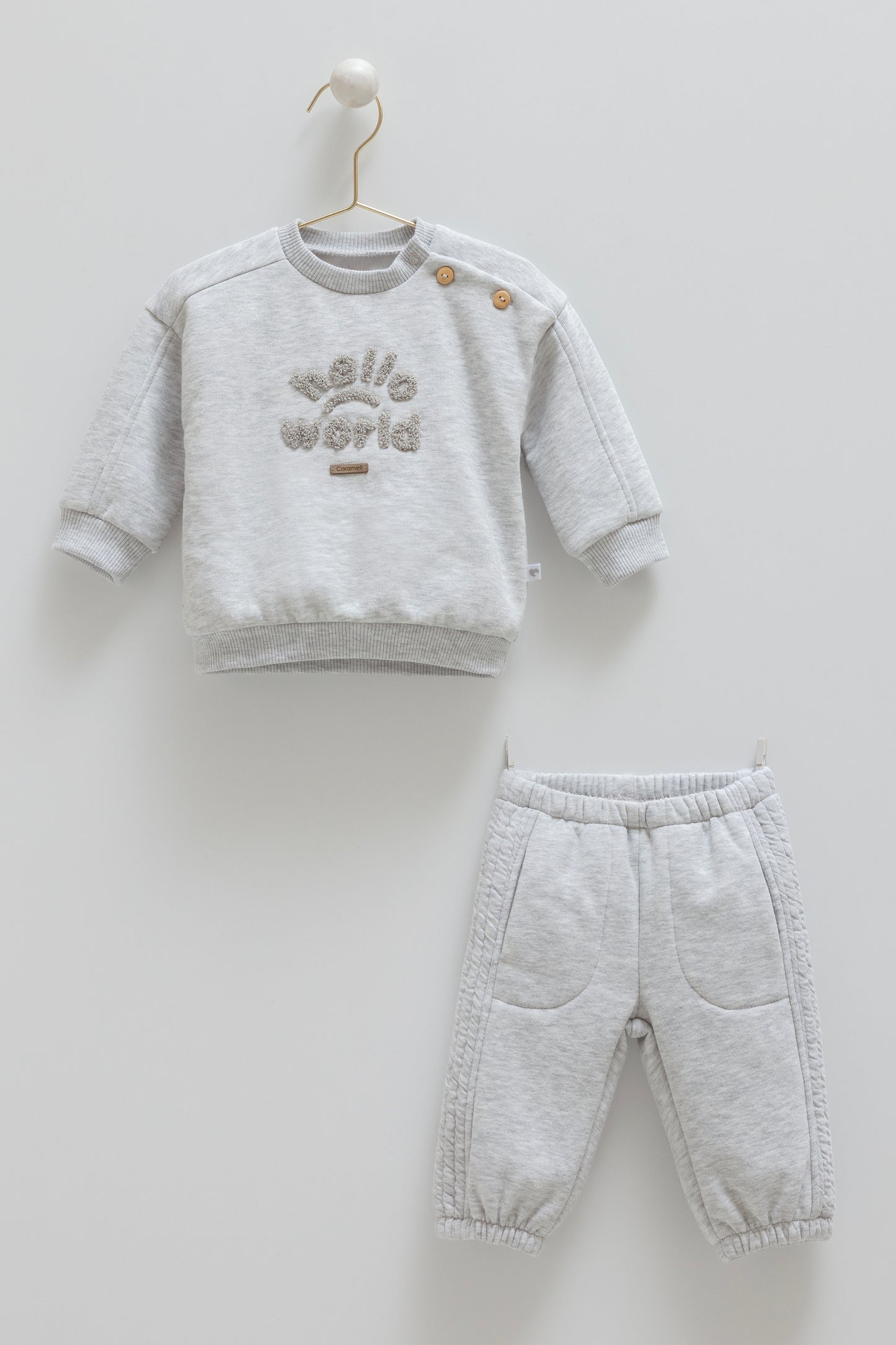 ترينينج قطن مبطن ١-١٢ شهر رمادي 🪡