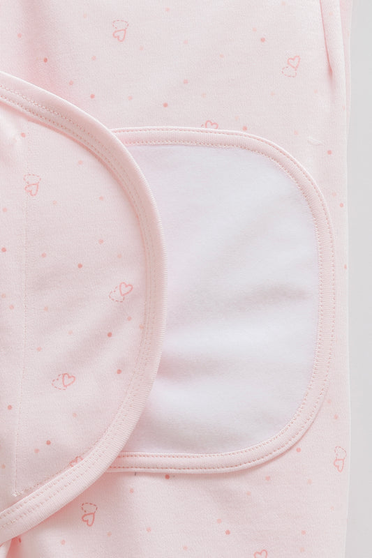 🍼 لفة مواليد قطنية – لون زهري فاتح