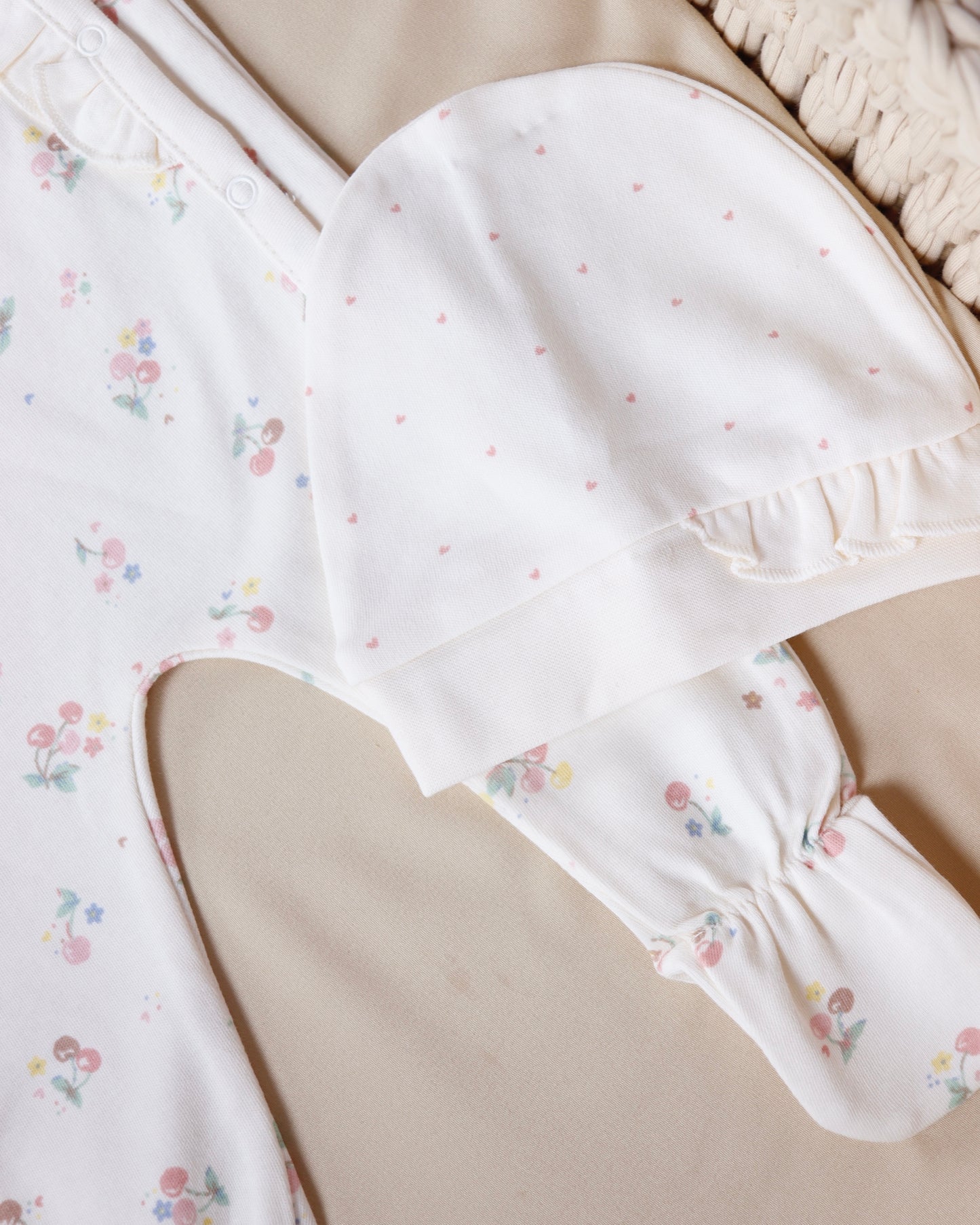 طقم أفرهول مع طاقية قطن ١٠٠٪🪡ايفوري