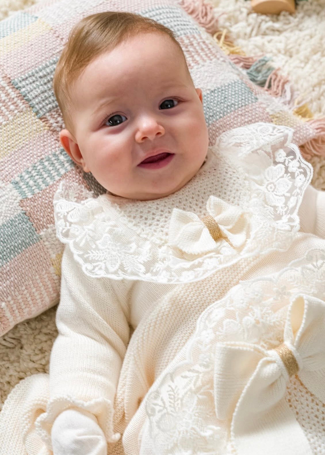 طقم بيبي حديث ولادة قطن غزل طبيعي ١٠٠٪ ايفوري🎀