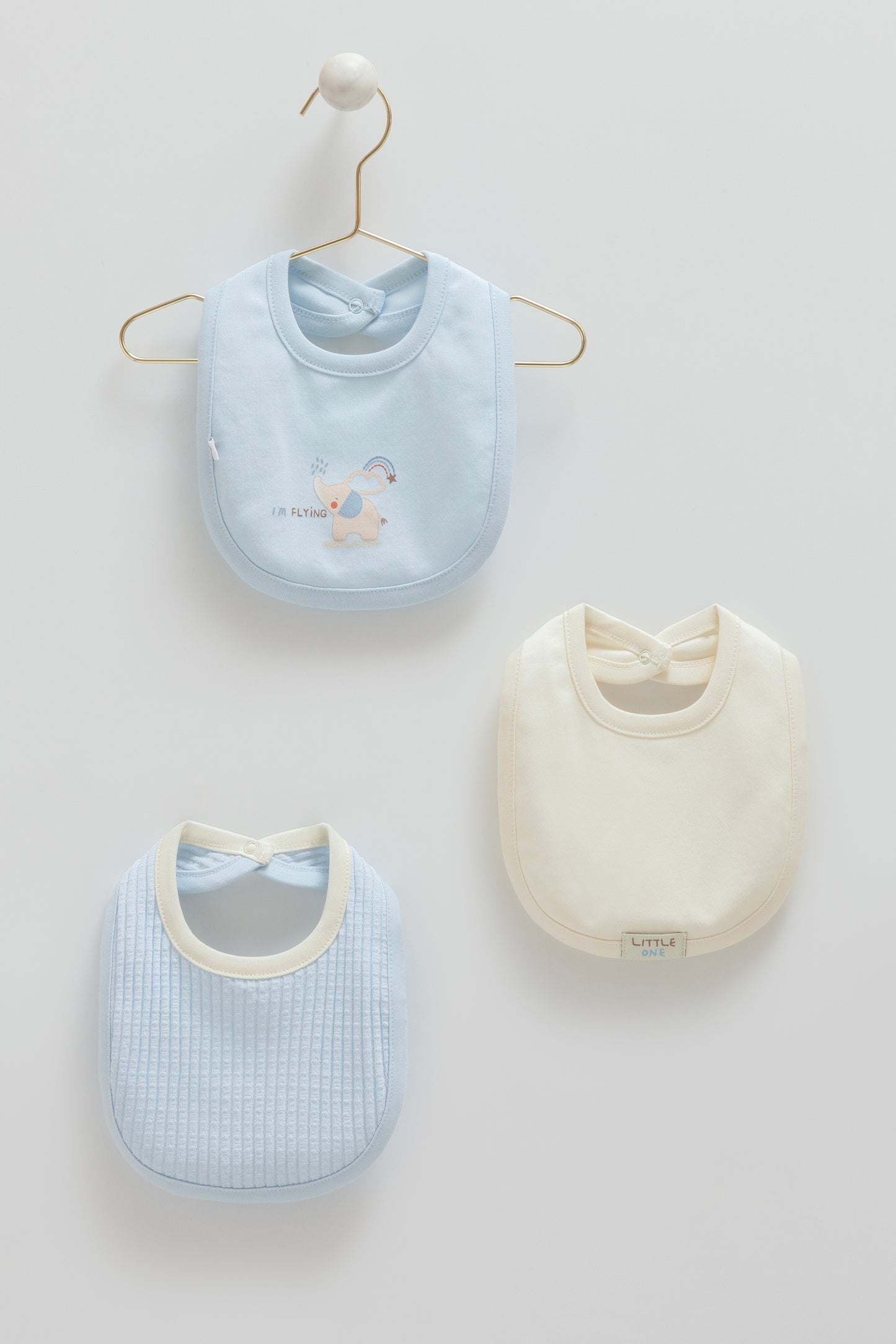 طقم مريلة ٣ قطع قطن ١٠٠٪ ازرق🐘