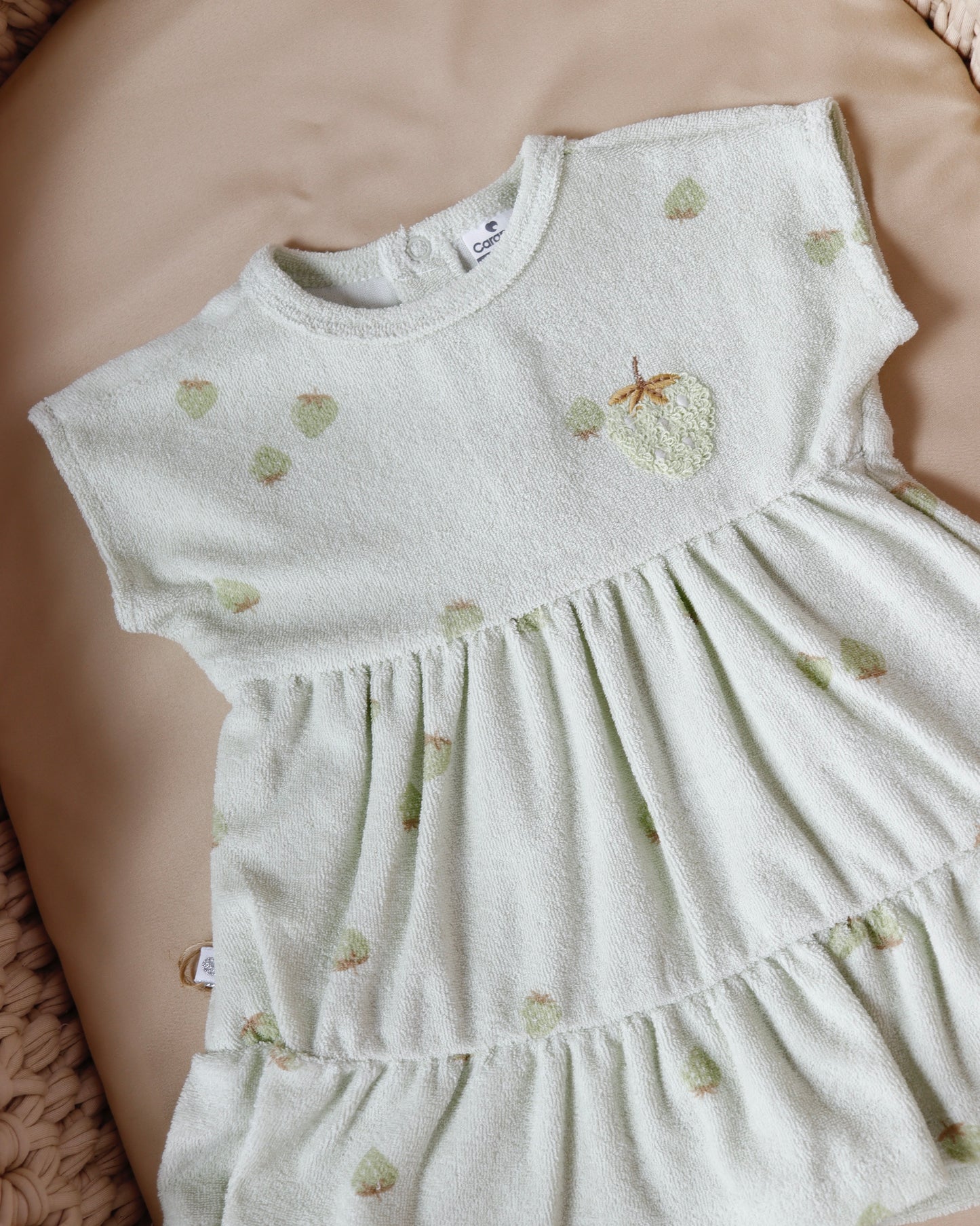 فستان صيفي برسمة الفراولة - الأخضر🍓