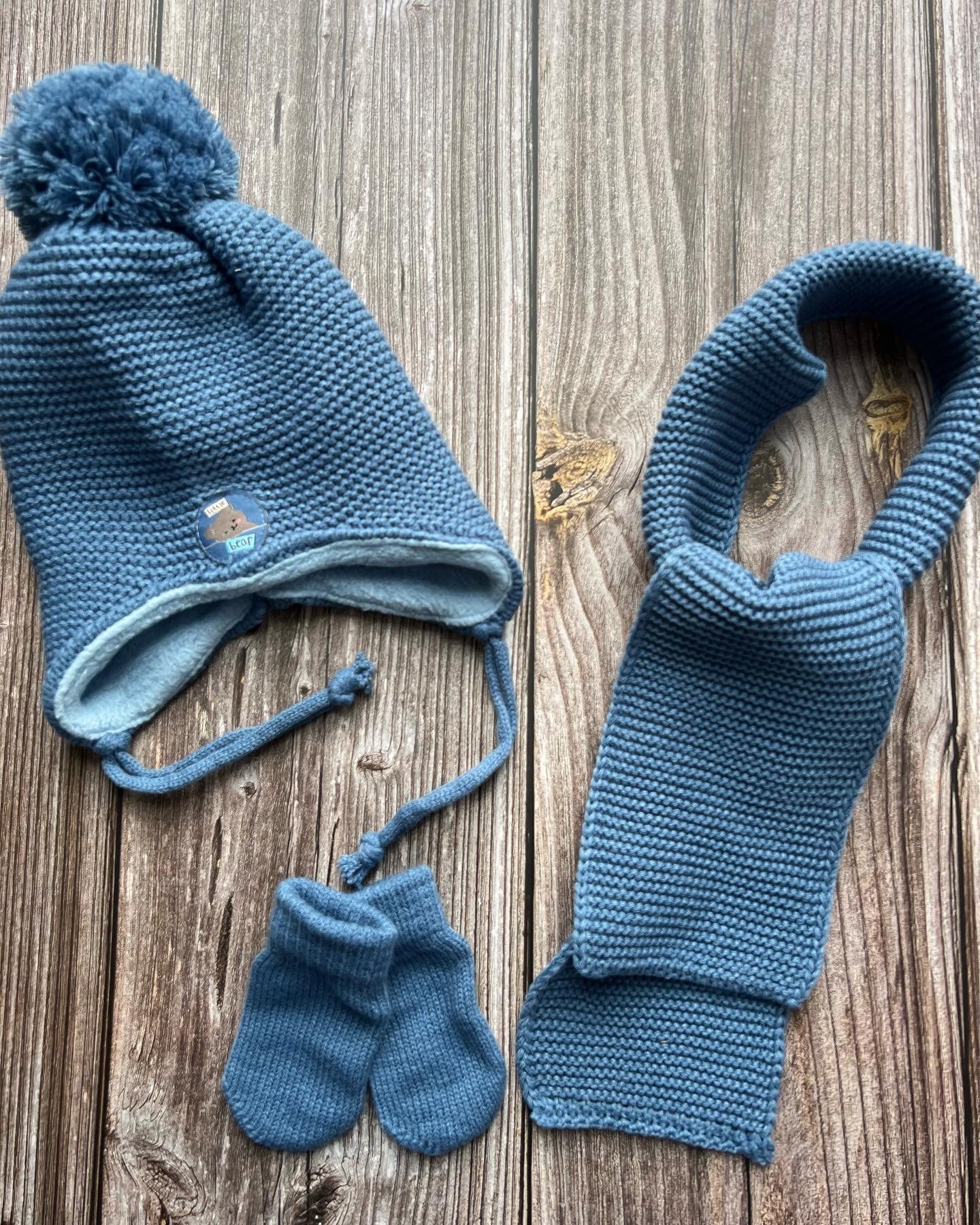 طقم طاقية بيبي تريكو- ازرق💙