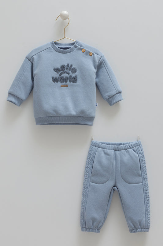 ترينينج قطن مبطن ١-١٢ شهر ازرق 🪡