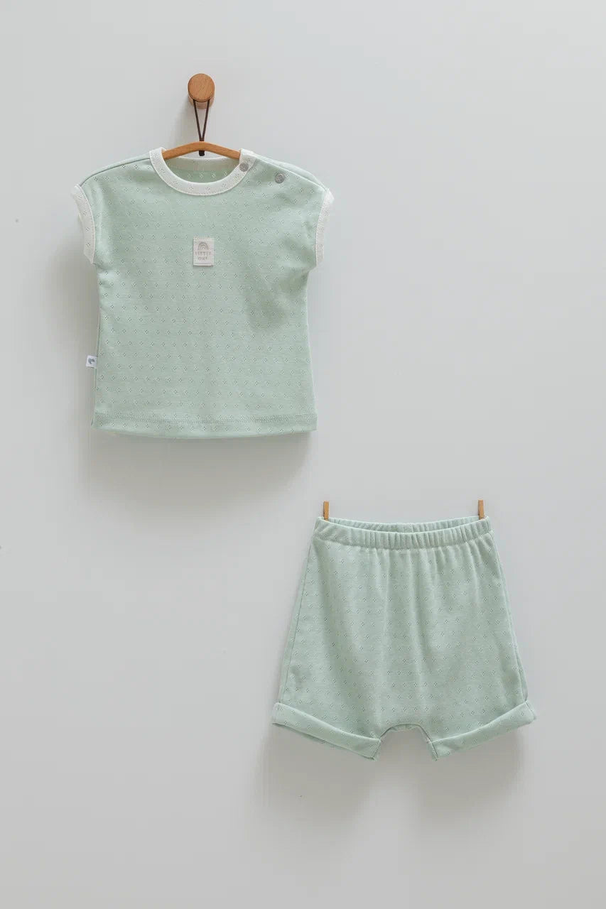 بجامة صيفي خفيف قطن ١٠٠٪‏ اخضر