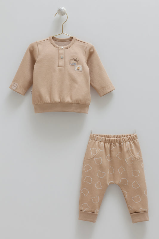 طقم بيبي قطن ١٠٠٪‏ عسلي 🧸