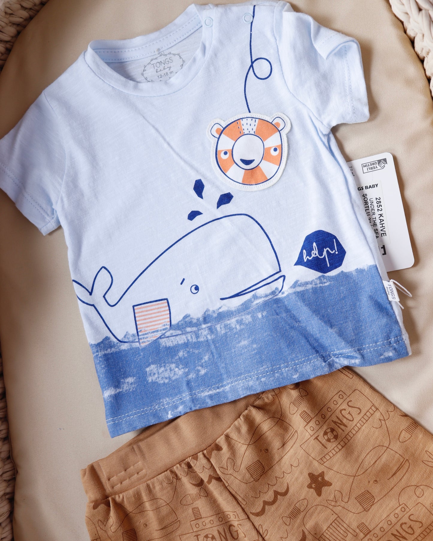 ⁨⁨⁨⁨طقم بيبي قطعتين جنتل مان مع ببيونة🤍