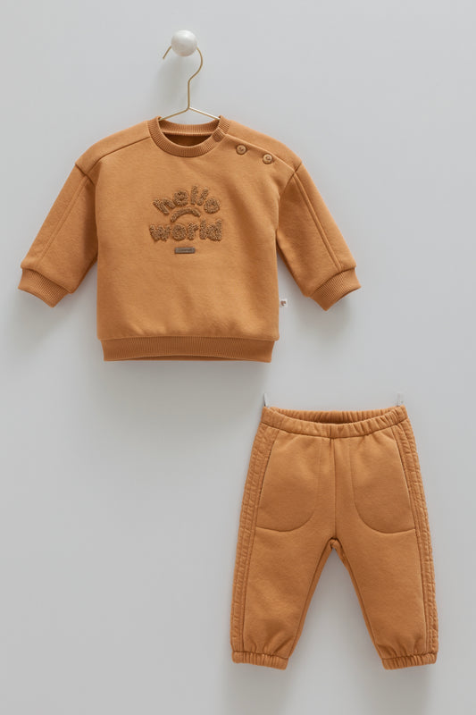 ترينينج قطن مبطن ١-١٢ شهر عسلي🪡