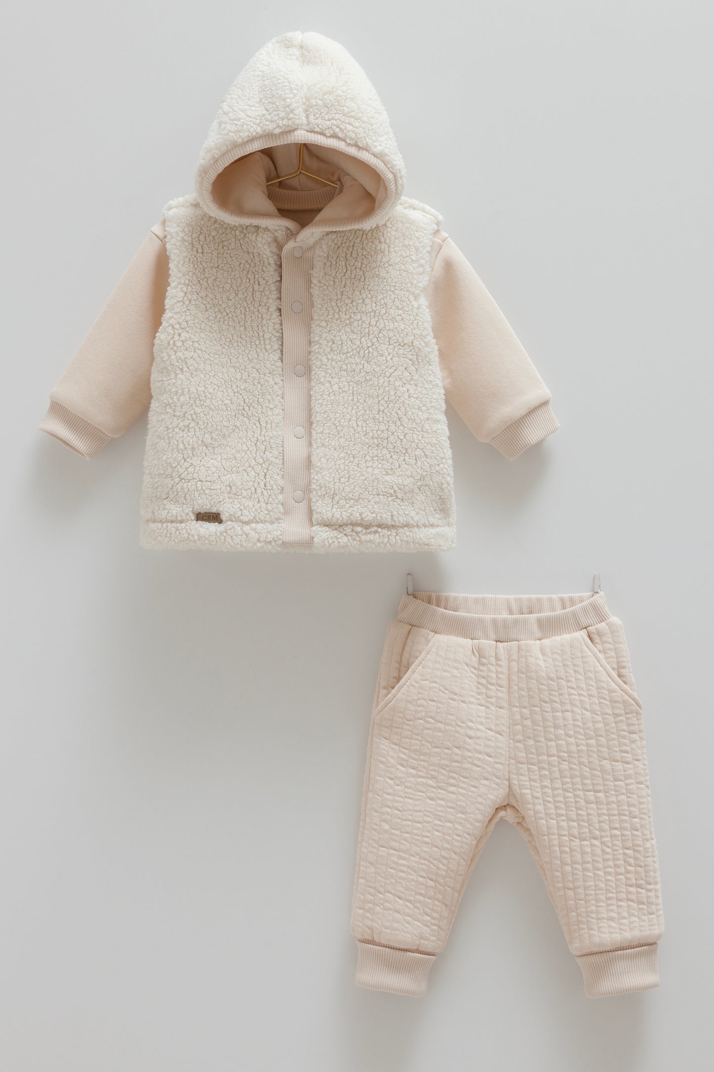 طقم بيبي قطن مبطن ٣ قطع ٣-٢٤ شهر 🦒ايفوري