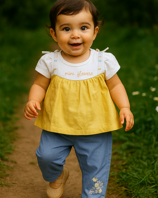 طقم قطعتين جينز خفيف💛