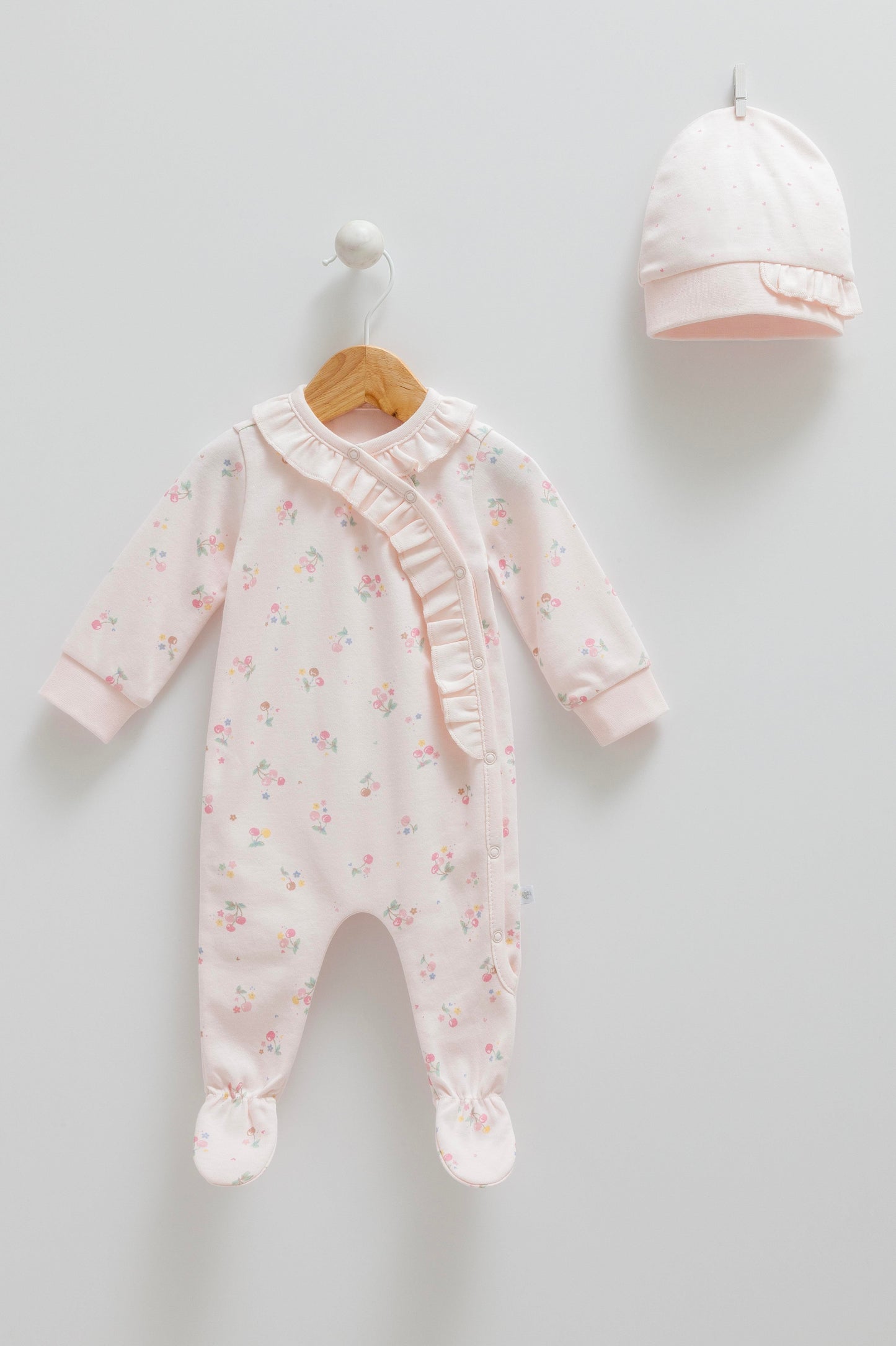 طقم أفرهول مع طاقية قطن ١٠٠٪‏🪡زهري