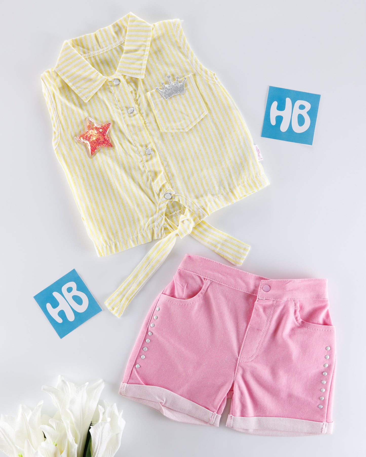 Baby girl star set - pink & yellow