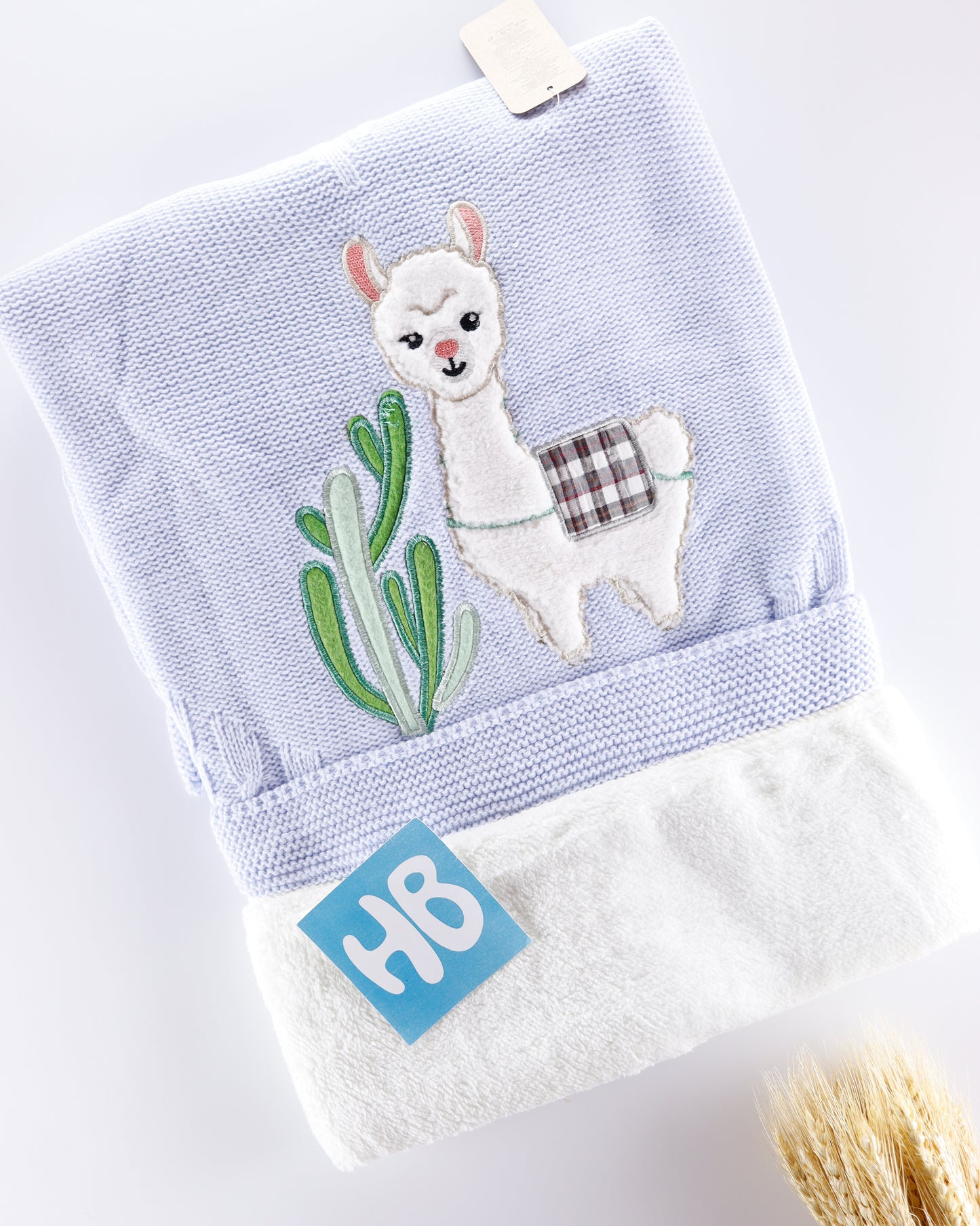 بطانية تريكو الباكا مبطن- ازرق🦙